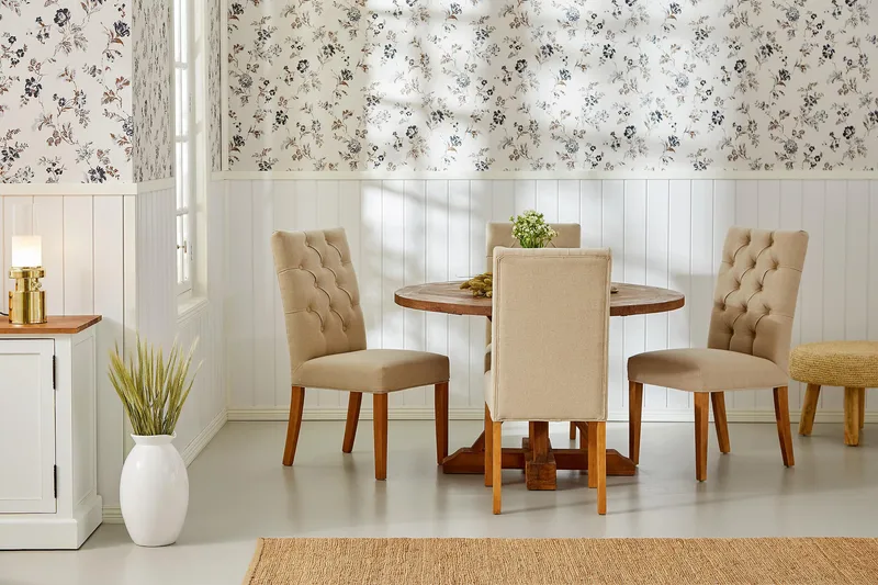 Lyon Runt Litet Matbord Vintage 120 cm - Natur / Trä / Alm - Möbler - Matplats - Matbord & köksbord