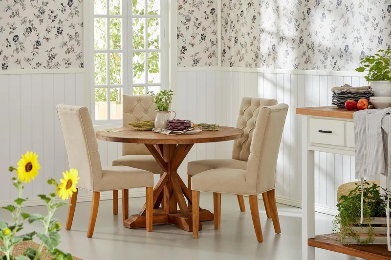 Lyon Runt Litet Matbord Vintage 120 cm - Natur / Trä / Alm - Möbler - Matplats - Matbord & köksbord