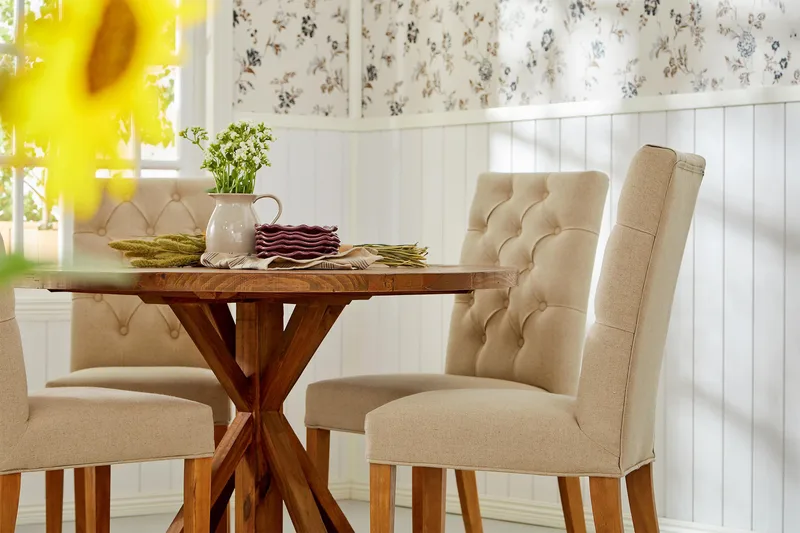 Lyon Runt Litet Matbord Vintage 120 cm - Natur / Trä / Alm - Möbler - Matplats - Matbord & köksbord