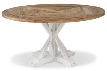 Lyon Runt Matbord 150 cm - Vintage / Natur / Vit / Trä - Möbler - Matplats - Matbord & köksbord