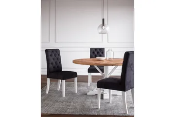 Lyon Runt Matbord 150 cm - Vintage / Natur / Vit / Trä - Möbler - Matplats - Matbord & köksbord