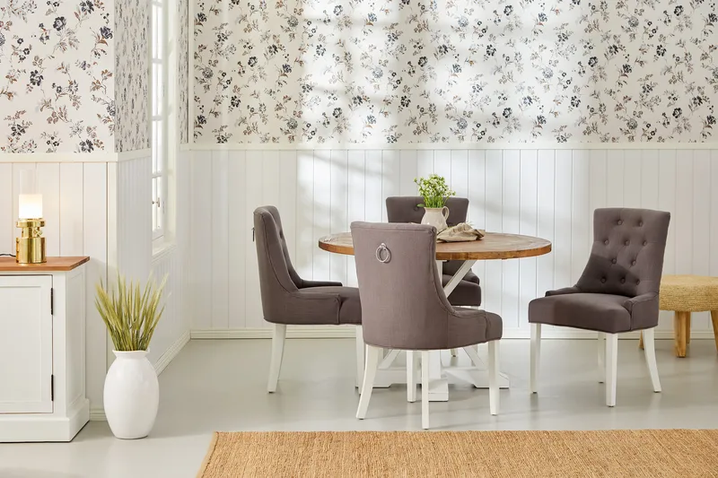 Lyon Vintage Matbord 120 cm Rund - Natur/Vit - Möbler - Matplats - Matbord & köksbord