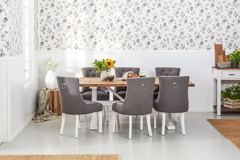 Lyon Vintage Matbord 200 cm Förlängningsbart - Natur / Vit - Möbler - Matplats - Matbord & köksbord