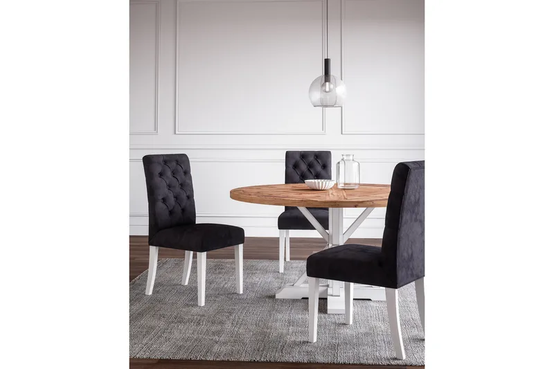 Lyon Vintage Runt Matbord 150 cm i Återvunnen Furu för 6 personer - Brun|Vit - Möbler - Matplats - Matbord & köksbord