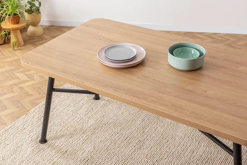 Makwana Rektangulärt Matbord 160 cm i Trä med Metallben - Natural - Möbler - Matplats - Matbord & köksbord