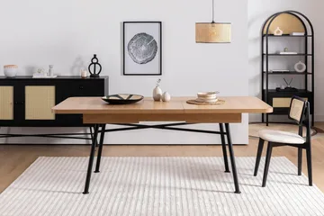 Makwana Utdragbart Rektangulärt Matbord 160 cm i Trä med Metallben - Natural - Möbler - Matplats - Matbord & köksbord
