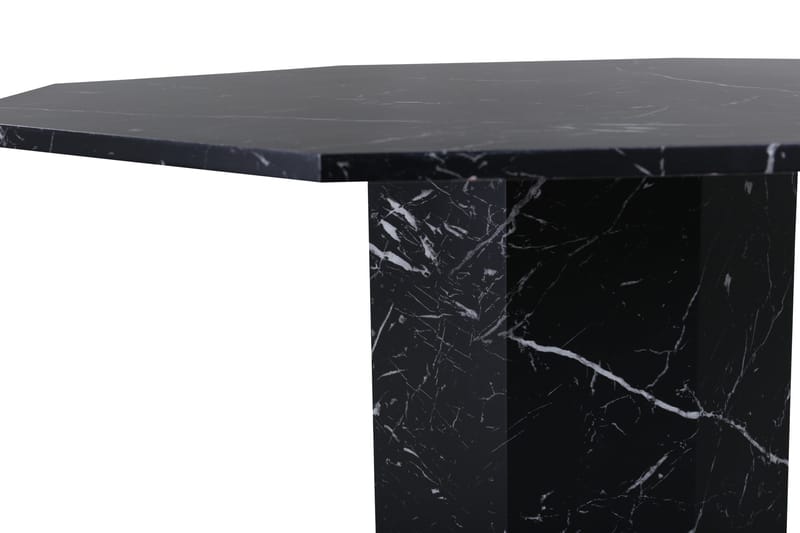 Marbs Oktagonalt Matbord 110 cm i Trä med Marmorutseende - Svart - Möbler - Matplats - Matbord & köksbord