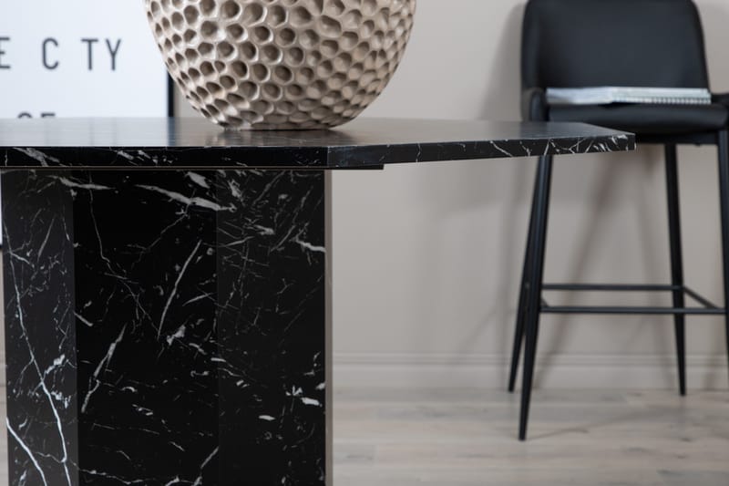 Marbs Oktagonalt Matbord 110 cm i Trä med Marmorutseende - Svart - Möbler - Matplats - Matbord & köksbord