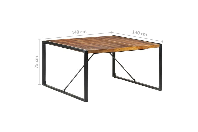 Matbord 140x140x75 cm massivt trä med sheshamfinish - Brun - Möbler - Matplats - Matbord & köksbord