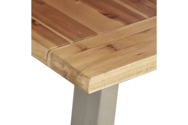 Matbord 140x80x75 cm massivt akaciaträ och rostfritt stål - Brun - Bord - Matbord & köksbord