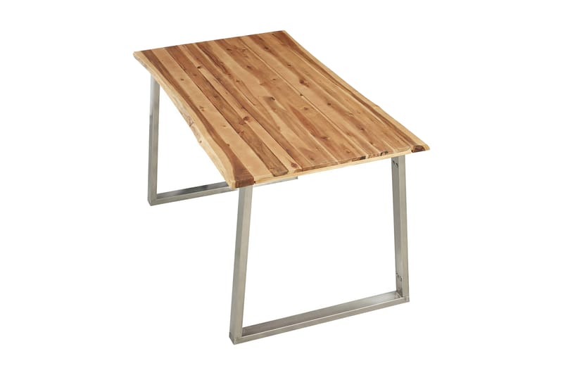 Matbord 140x80x75 cm massivt akaciaträ och rostfritt stål - Brun - Bord - Matbord & köksbord