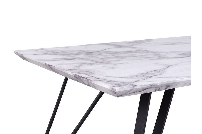 Matbord 150 x 80 cm marmor effekt/svart MOLDEN - Vit - Marmorbord - Klaffbord - Matbord & köksbord - Bord