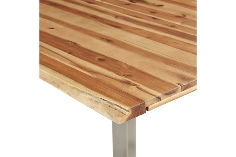 Matbord 160x80x75 cm massivt akaciaträ och rostfritt stål - Brun - Bord - Matbord & köksbord