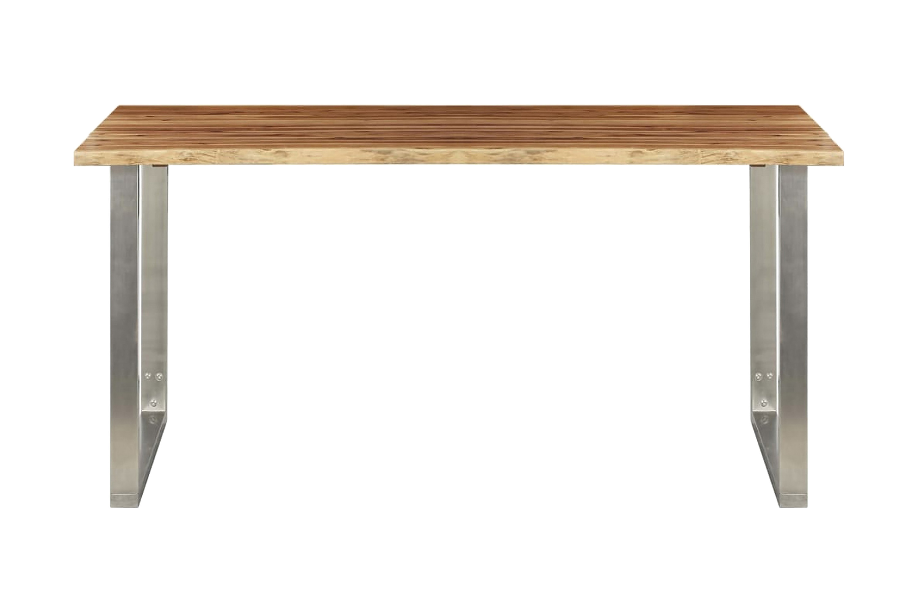 Matbord 160x80x75 cm massivt akaciaträ och rostfritt stål – Brun