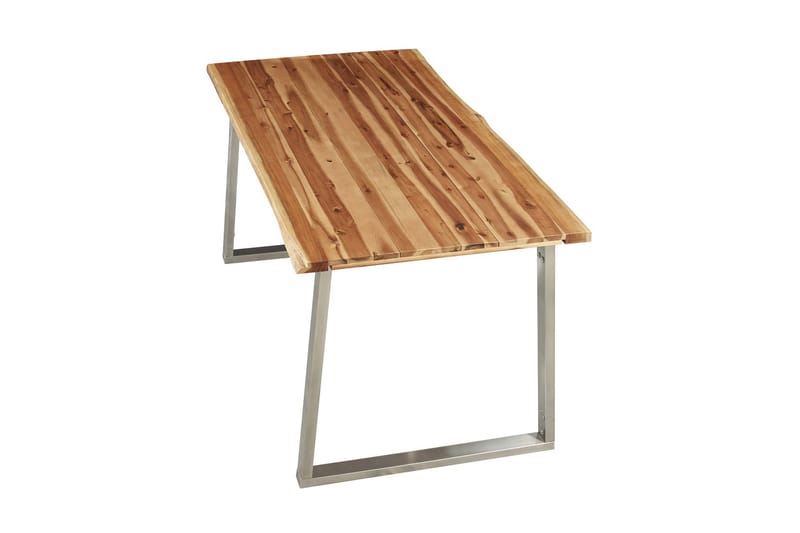 Matbord 160x80x75 cm massivt akaciaträ och rostfritt stål - Brun - Bord - Matbord & köksbord