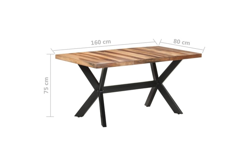 Matbord 160x80x75 cm massivt trä med sheshamfinish - Brun - Möbler - Matplats - Matbord & köksbord