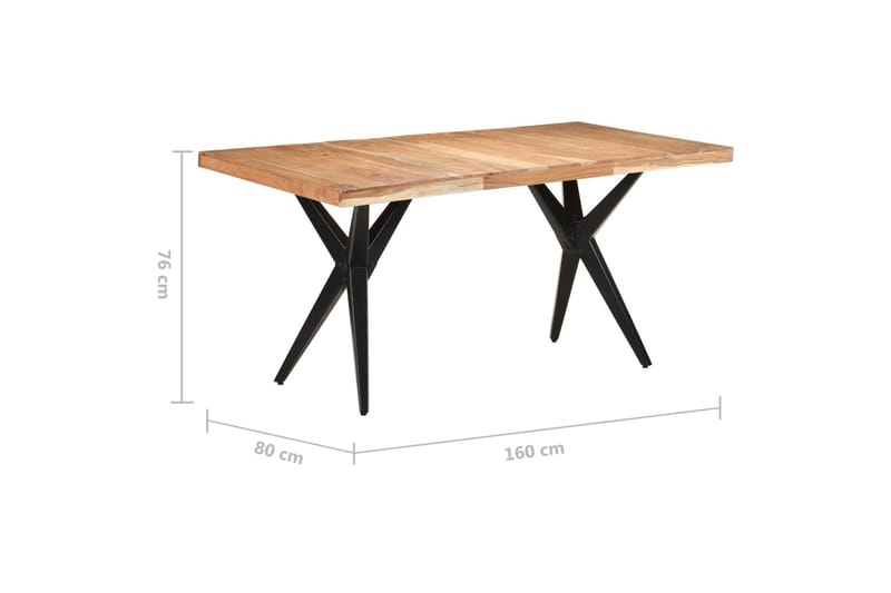 Matbord 160x80x76 cm massivt akaciaträ - Svart - Möbler - Matplats - Matbord & köksbord