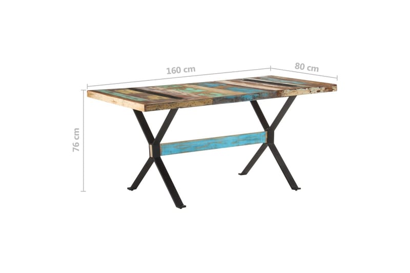 Matbord 160x80x76 cm massivt återvunnet trä - Flerfärgad - Möbler - Matplats - Matbord & köksbord