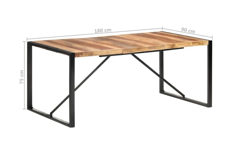 Matbord 180x90x75 cm massivt trä med sheshamfinish - Brun - Möbler - Matplats - Matbord & köksbord