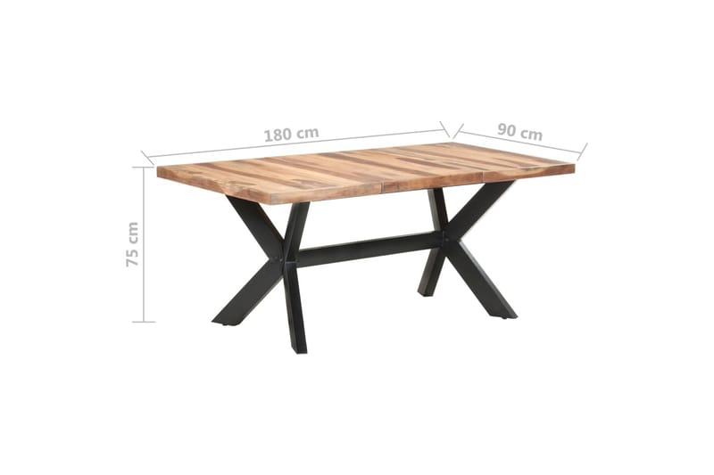 Matbord 180x90x75 cm massivt trä med sheshamfinish - Brun - Möbler - Matplats - Matbord & köksbord