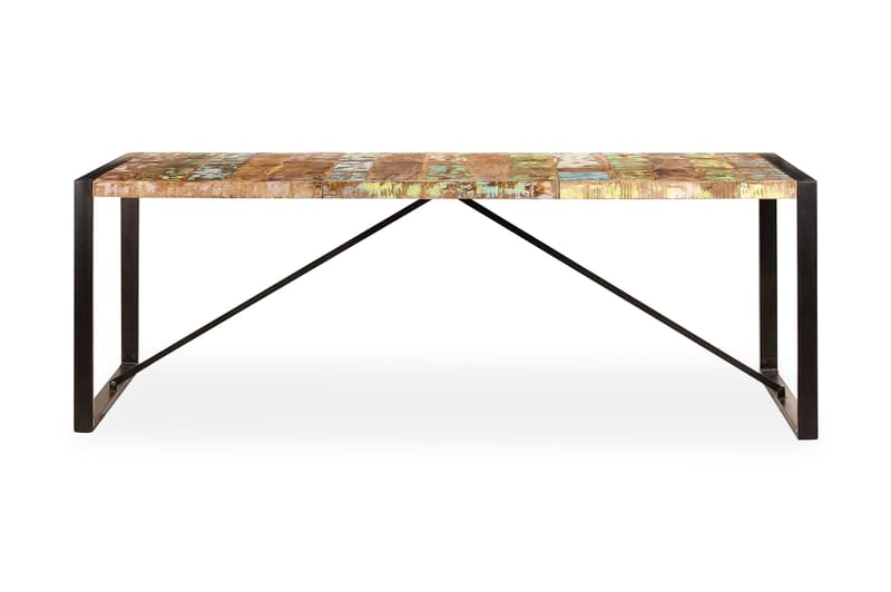 Matbord 220x100x75 cm massivt återvunnet trä - Flerfärgad - Bord - Matbord & köksbord
