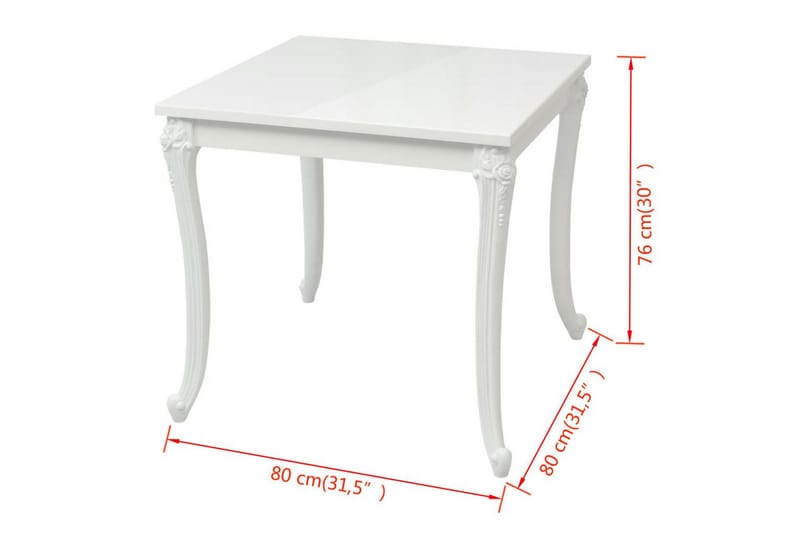 Matbord 80x80x76 cm högglans vit - Vit - Möbler - Matplats - Matbord & köksbord