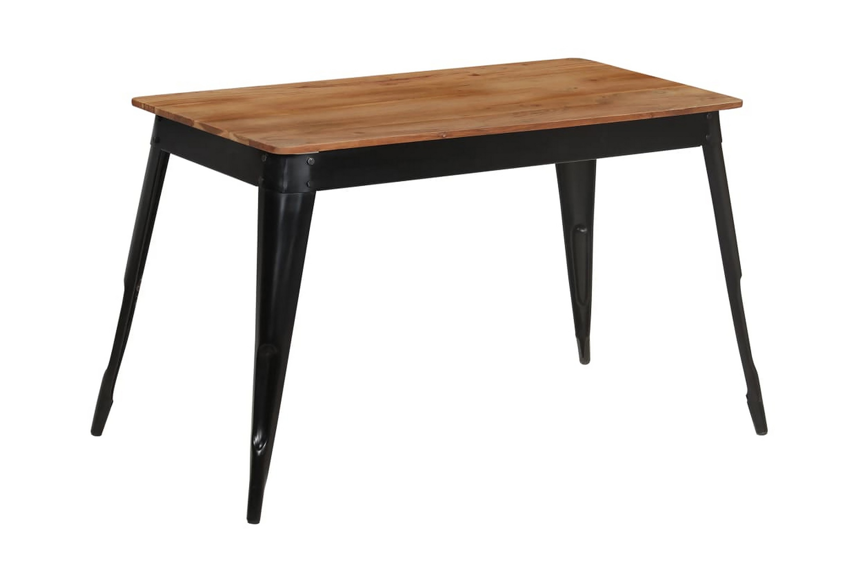Matbord massivt akaciaträ och stål 120x60x76 cm – Brun