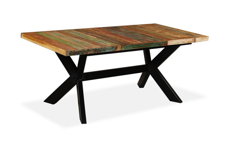 Matbord massivt återvunnet trä och stål kryss 180 cm - Brun - Möbler - Matplats - Matbord & köksbord