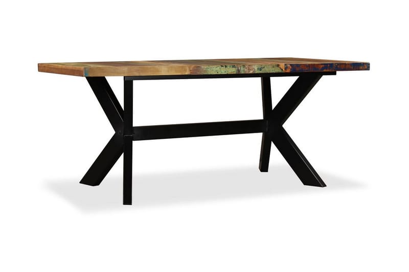Matbord massivt återvunnet trä och stål kryss 180 cm - Brun - Möbler - Matplats - Matbord & köksbord