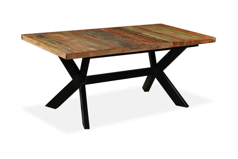 Matbord massivt återvunnet trä och stål kryss 180 cm - Brun - Möbler - Matplats - Matbord & köksbord