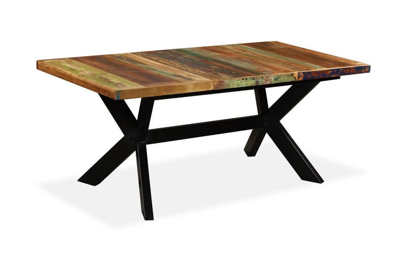 Matbord massivt återvunnet trä och stål kryss 180 cm - Brun - Möbler - Matplats - Matbord & köksbord
