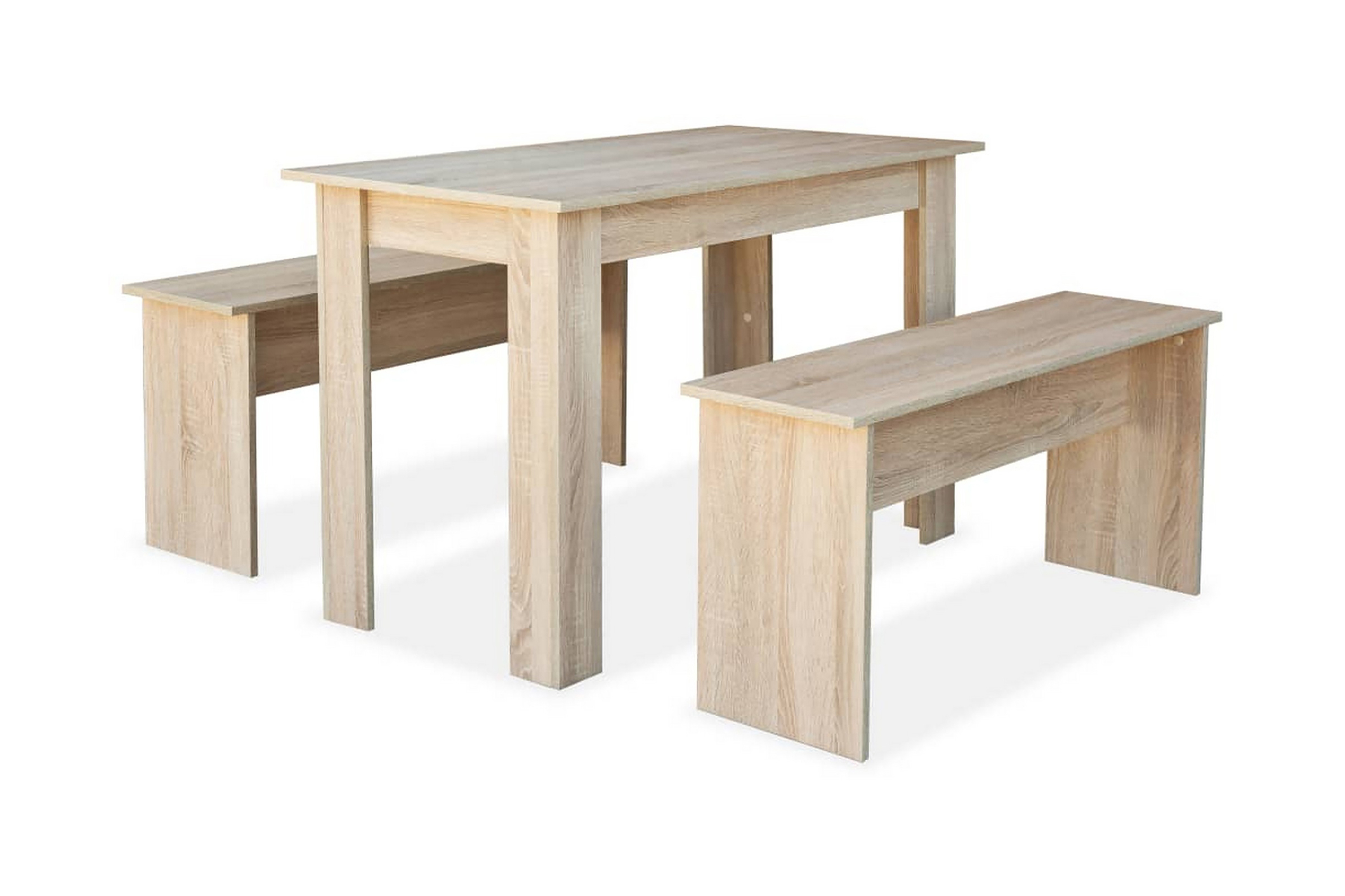 Matbord och bänkar 3 delar spånskiva ek – Brun