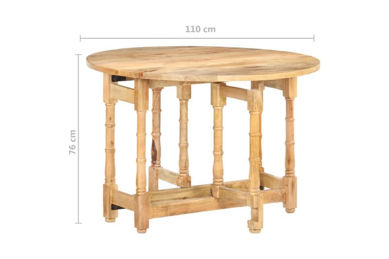Matbord rund 110x76 cm massivt mangoträ - Brun - Bord - Matbord & köksbord