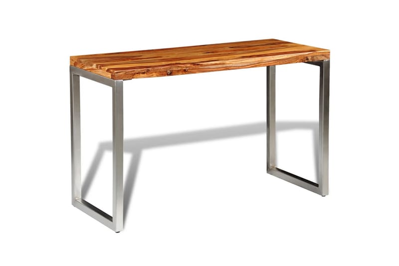 Matbord/skrivbord i massivt sheshamträ med stålben - Brun - Möbler - Matplats - Matbord & köksbord