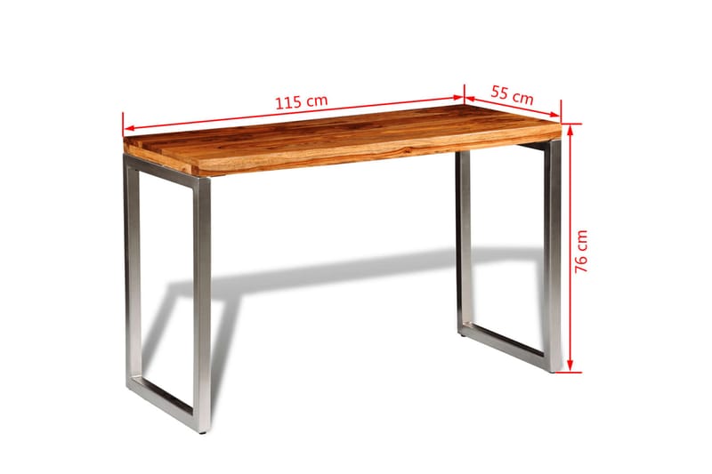 Matbord/skrivbord i massivt sheshamträ med stålben - Brun - Möbler - Matplats - Matbord & köksbord