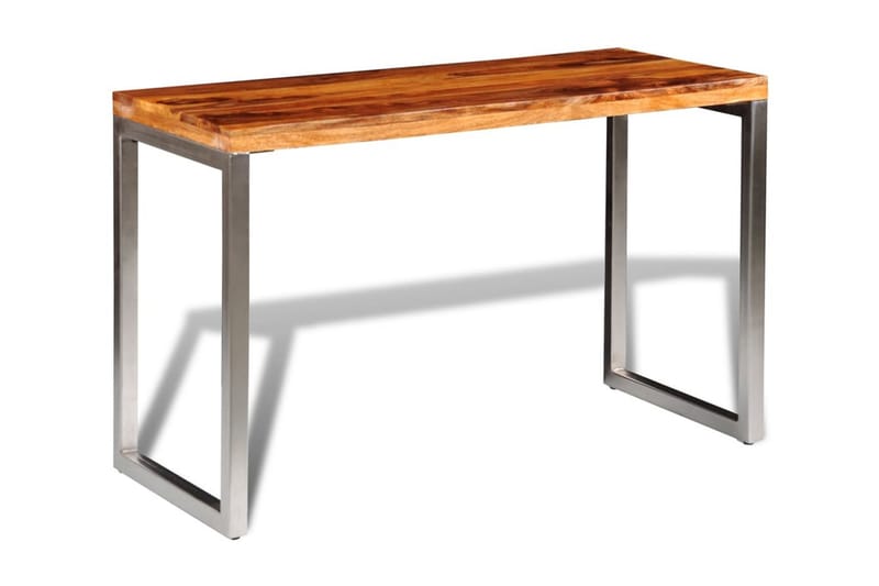 Matbord/skrivbord i massivt sheshamträ med stålben - Brun - Bord - Matbord & köksbord