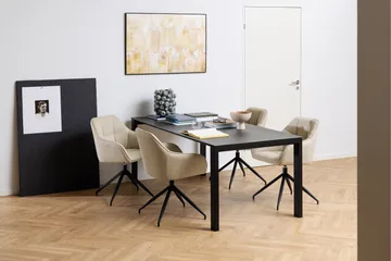 Misam Stort Rektangulärt Matbord 200 cm med Glasskiva, Betong- och Metallutseende - Mörkgrå - Möbler - Matplats - Matbord & köksbord