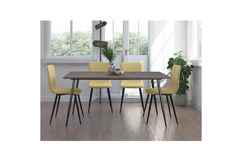 Matbord Monza 160x90x76 cm, Fiskben Viteik/Svart - 160x90x76 cm, Fiskben Viteik/Svart - Möbler - Matplats - Matbord & köksbord