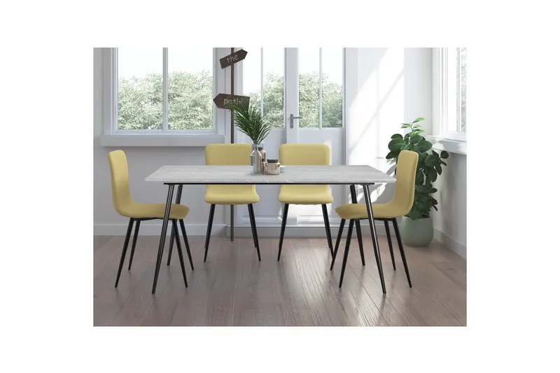 Matbord Monza 160x90x76 cm, Sten/Svart - 160x90x76 cm, Sten/Svart - Möbler - Matplats - Matbord & köksbord