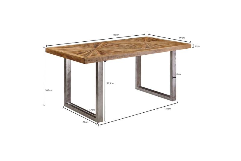 MOUZ Matbord 180 cm Brun/Silver - Brun - Möbler - Matplats - Matbord & köksbord