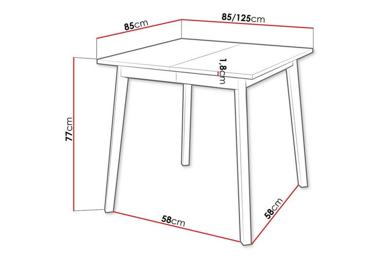 Narberth Litet Utdragbart Kvadratiskt Matbord 85 cm med Metallutseende - Vit - Möbler - Matplats - Matbord & köksbord