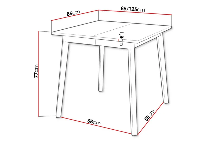 Narberth Litet Utdragbart Kvadratiskt Matbord 85 cm med Trä- och Ekutseende - Svart - Möbler - Matplats - Matbord & köksbord