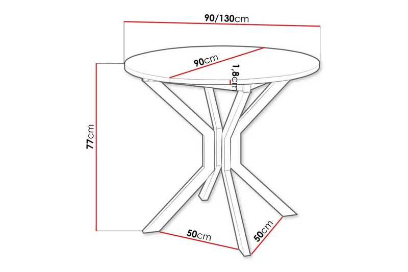 Narberth Litet Utdragbart Runt Matbord 90 cm med Betong- och Metallutseende - Ljusgrå - Möbler - Matplats - Matbord & köksbord