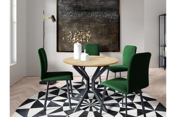 Narberth Litet Utdragbart Runt Matbord 90 cm med Ek- och Metallutseende - Svart - Möbler - Matplats - Matbord & köksbord
