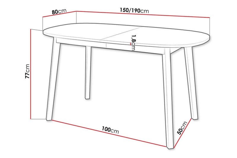 Narberth Utdragbart Ovalt Matbord 150 cm i Målat Trä - Vit - Möbler - Matplats - Matbord & köksbord