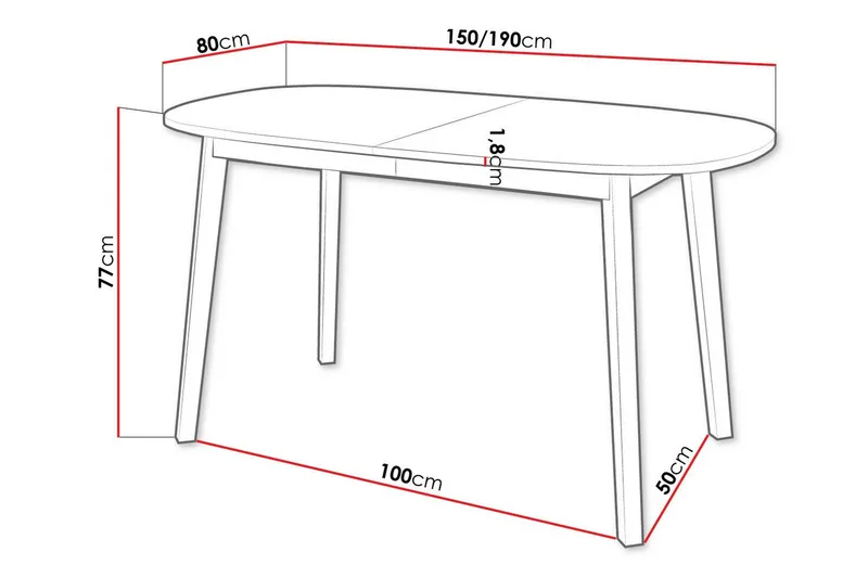 Narberth Utdragbart Ovalt Matbord 150 cm med Betongutseende - Ljusgrå - Möbler - Matplats - Matbord & köksbord