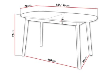 Narberth Utdragbart Ovalt Matbord 150 cm med Trä- och Ekutseende - Svart - Möbler - Matplats - Matbord & köksbord
