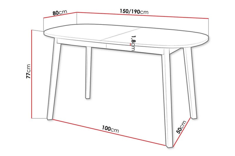 Narberth Utdragbart Ovalt Matbord 150 cm med Trä- och Ekutseende - Svart - Möbler - Matplats - Matbord & köksbord