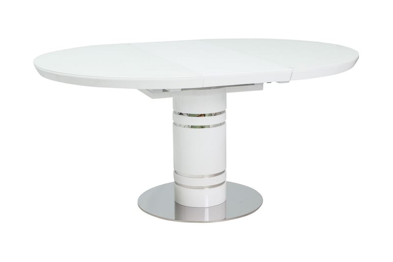 NARIEL Förlängningsbart Matbord 120 cm Runt Glas/Vit/Silver - Bord - Matbord & köksbord
