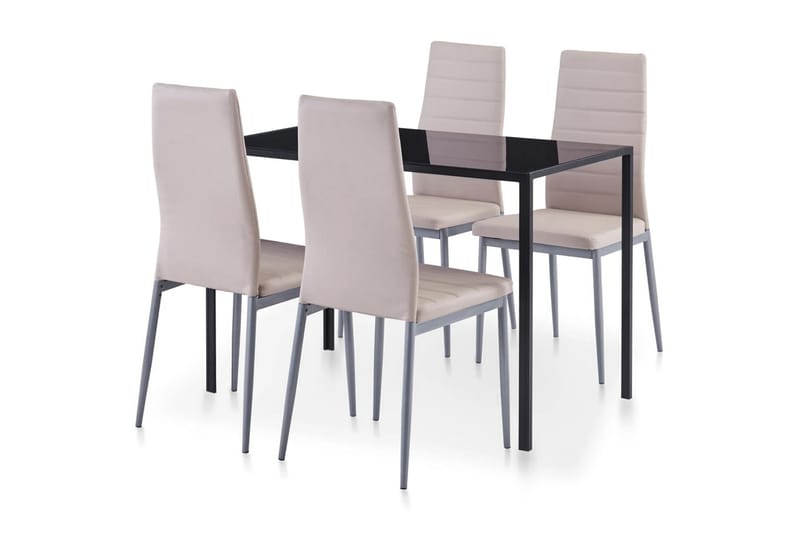 Matbord och stolar 5 delar cappuccino - Beige - Matgrupp & matbord med stolar